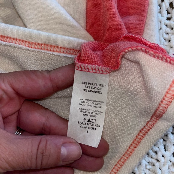 NWOT Haptics Raglan 3/4 sleeve Coral Patchwork shirt/top, size Large - Picture 5 of 7